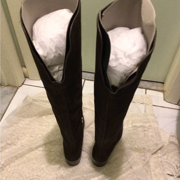 Coach NY Lucia chestnut split Suede Over-the-Knee Boots